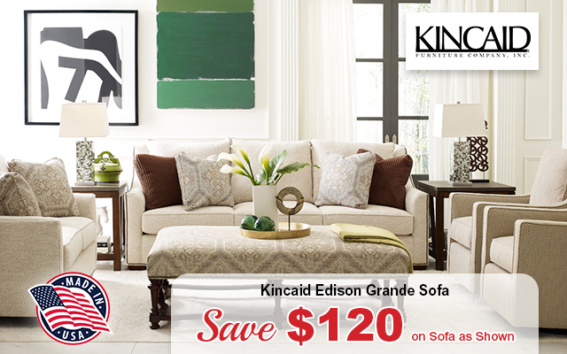 Kincaid Edison Grande Sofa. Save $120 on Sofa as Shown. Kincaid Furniture Company Inc. Made in USA.